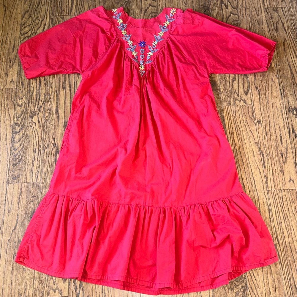 Vintage Sea Wind Boho Dress one size fits all S M L XL floral ruffle hippie mumu
